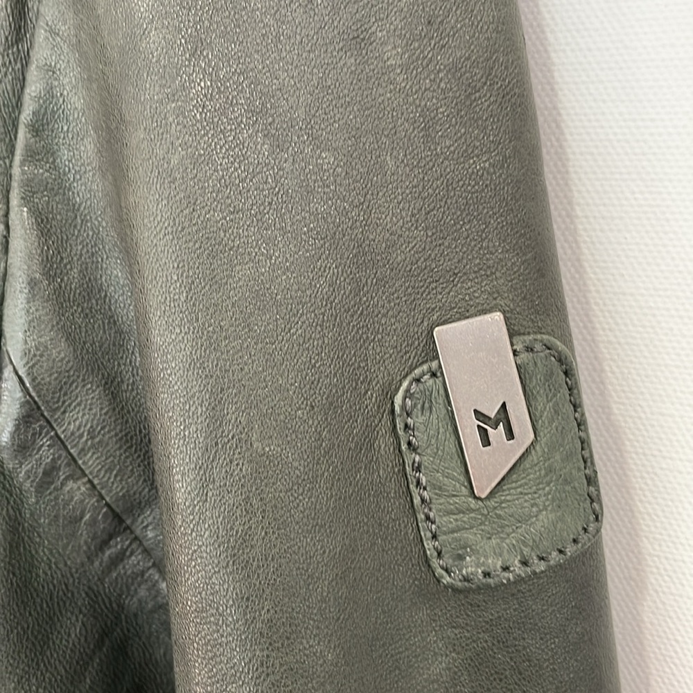 Mauritius Lambskin Leather Jacket Womens Size 12 Large Dark Grey Green Full Zip - Picture 4 of 15